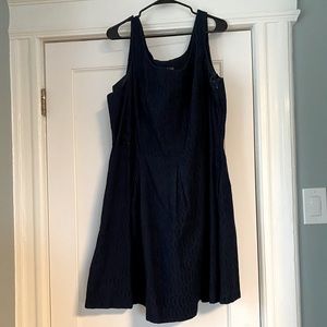 Navy cotton eyelet dress with tank straps